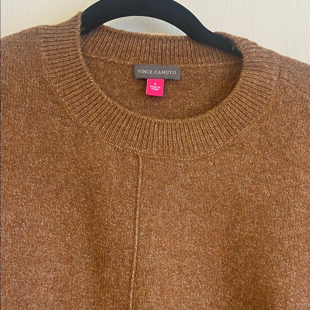 Vince Camuto Brown and Cream Crewneck Sweater - Picture 2 of 7
